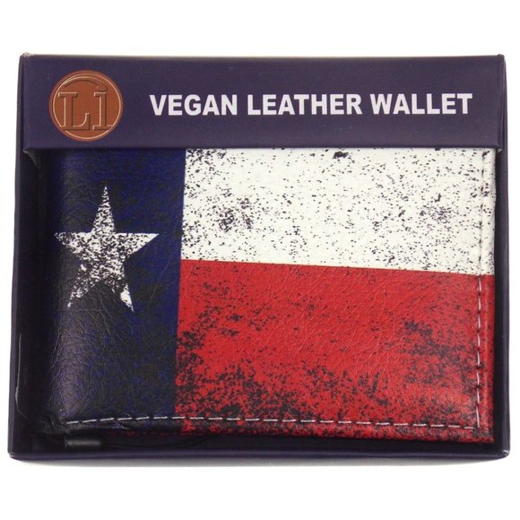 Bags | Texas Flag Vegan Leather Bifold Wallet Red White Blue Credit ...